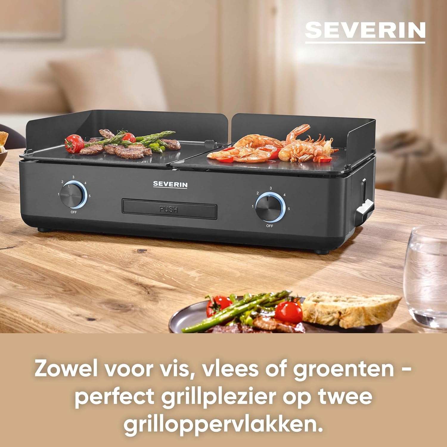 SEVERIN PG 8569 SUAVE Plancha Tafelgrill - 2200 Watt - Zwart - 48 x 27 cm