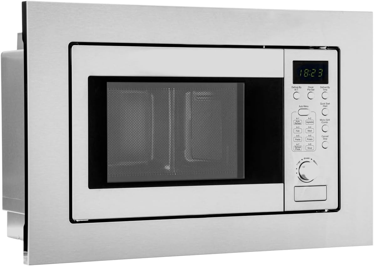 Bomann 2in1 inbouw magnetron | met grill | 20 liter | 8 automatische programma's | ontdooifunctie | grillrooster en draaiplateau (Ø 24.5 cm) | 800 watt | roestvrij staal | MWG 2215 EB