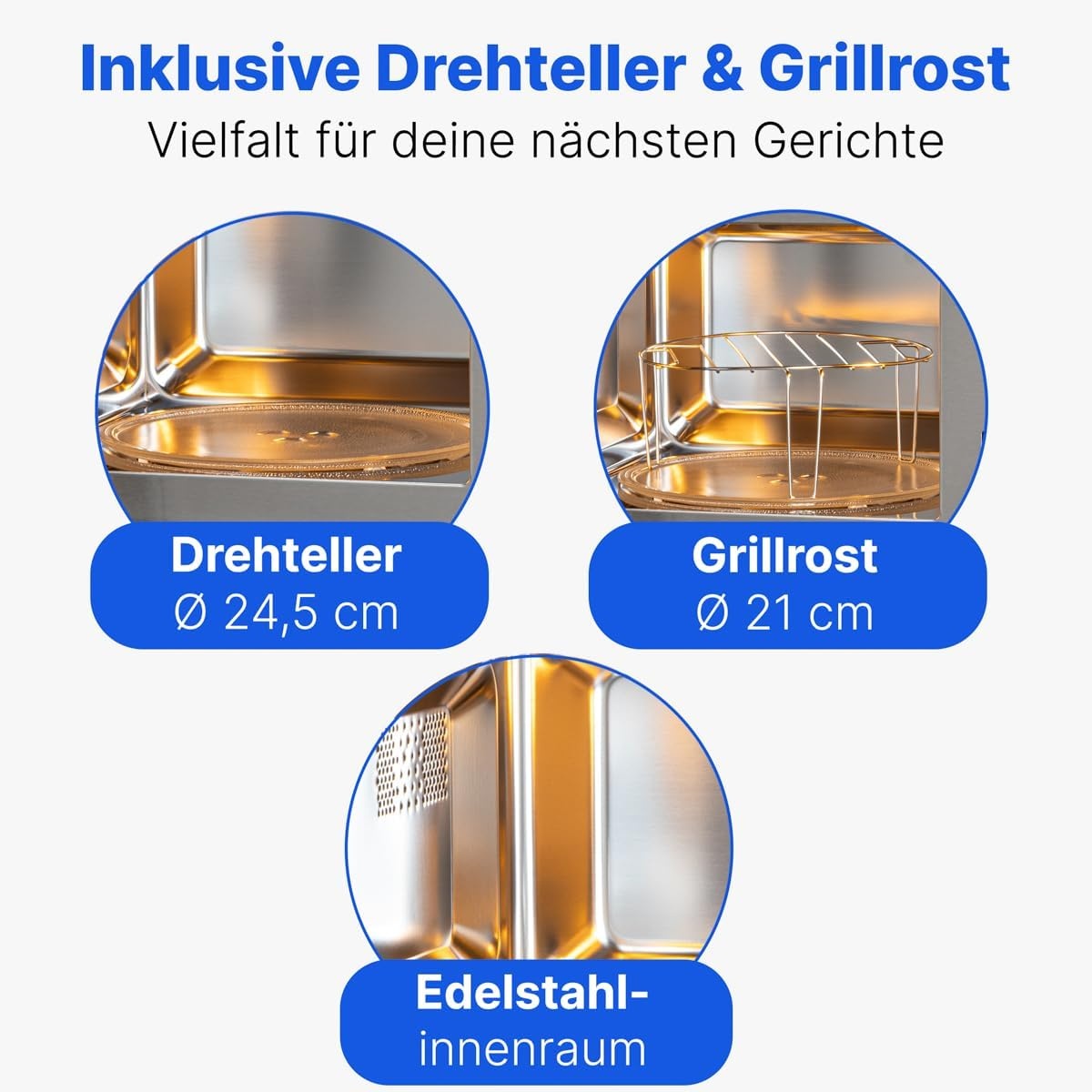 Bomann 2in1 inbouw magnetron | met grill | 20 liter | 8 automatische programma's | ontdooifunctie | grillrooster en draaiplateau (Ø 24.5 cm) | 800 watt | roestvrij staal | MWG 2215 EB