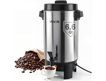 VEVOR Commerciële warme drankendispenser voor koffie, 6,3 l, 42 kopjes, 1190 W, warmwaterdispenser met druppelvrije kraan, automatische temperatuurregeling, voor catering, feesten, kerken en - Maat 6.3 L