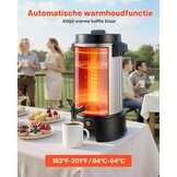 VEVOR Commerciële warme drankendispenser voor koffie, 6,3 l, 42 kopjes, 1190 W, warmwaterdispenser met druppelvrije kraan, automatische temperatuurregeling, voor catering, feesten, kerken en - Maat 6.3 L