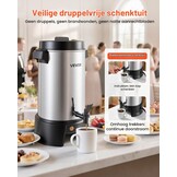 VEVOR Commerciële warme drankendispenser voor koffie, 6,3 l, 42 kopjes, 1190 W, warmwaterdispenser met druppelvrije kraan, automatische temperatuurregeling, voor catering, feesten, kerken en - Maat 6.3 L