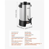 VEVOR Commerciële warme drankendispenser voor koffie, 6,3 l, 42 kopjes, 1190 W, warmwaterdispenser met druppelvrije kraan, automatische temperatuurregeling, voor catering, feesten, kerken en - Maat 6.3 L