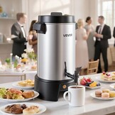 VEVOR Commerciële warme drankendispenser voor koffie, 6,3 l, 42 kopjes, 1190 W, warmwaterdispenser met druppelvrije kraan, automatische temperatuurregeling, voor catering, feesten, kerken en - Maat 6.3 L