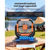 VEVOR Campingverstuiver met motor, watertank, 12 liter, 4 windsnelheden en 3 verlichtingsmodi, waterkoelventilator voor binnen