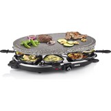 Princess Gourmetstel 162720 - Oval Steengrill & Raclette Party – 8 personen - 2 meter snoer - Regelbare thermostaat - 1200W - 8 pannetjes - PFAS vrij
