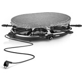 Princess Gourmetstel 162720 - Oval Steengrill & Raclette Party – 8 personen - 2 meter snoer - Regelbare thermostaat - 1200W - 8 pannetjes - PFAS vrij
