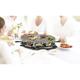 Princess Gourmetstel 162720 - Oval Steengrill & Raclette Party – 8 personen - 2 meter snoer - Regelbare thermostaat - 1200W - 8 pannetjes - PFAS vrij