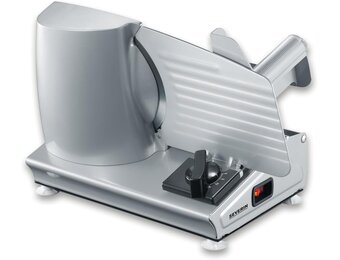 SEVERIN Allessnijder voor brood, vleeswaren of kaas, broodsnijmachine met traploos instelbare snijdikte, snijmachine met vingerbescherming, zilver, AS 3915