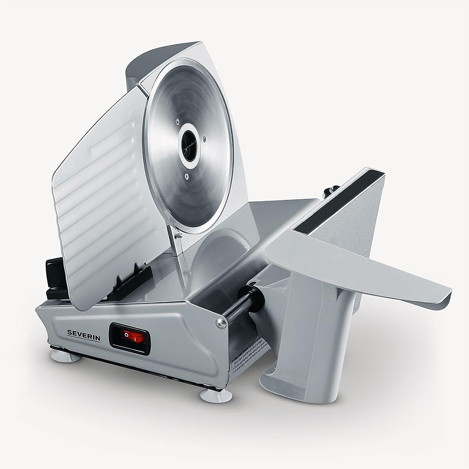SEVERIN Allessnijder voor brood, vleeswaren of kaas, broodsnijmachine met traploos instelbare snijdikte, snijmachine met vingerbescherming, zilver, AS 3915