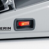SEVERIN Allessnijder voor brood, vleeswaren of kaas, broodsnijmachine met traploos instelbare snijdikte, snijmachine met vingerbescherming, zilver, AS 3915