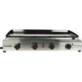 WERKA PRO Gasbarbecue met 4 branders 73 x 34 cm - Zilver