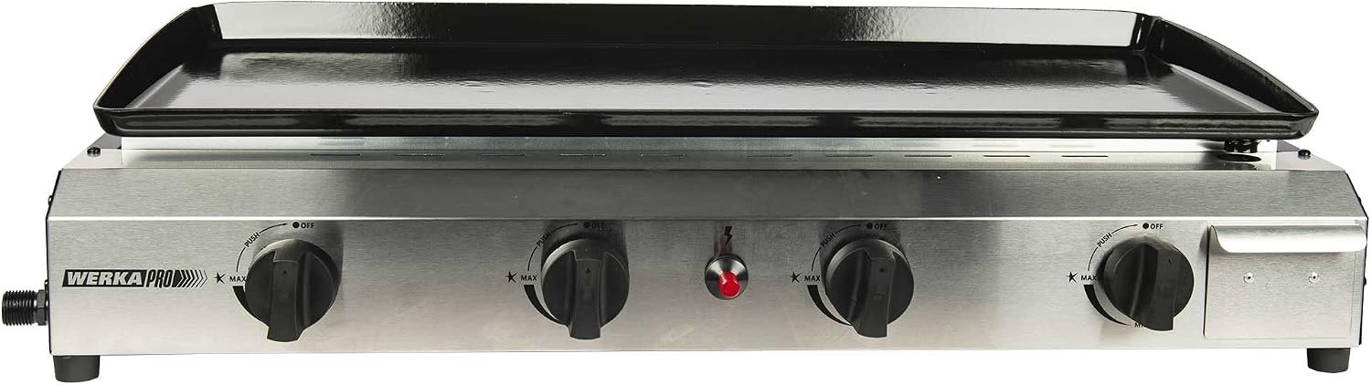 WERKA PRO Gasbarbecue met 4 branders 73 x 34 cm - Zilver