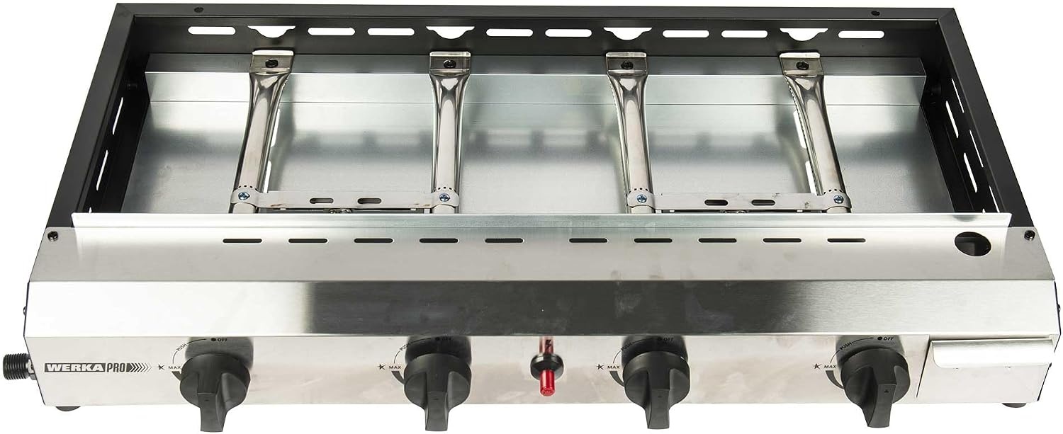 WERKA PRO Gasbarbecue met 4 branders 73 x 34 cm - Zilver