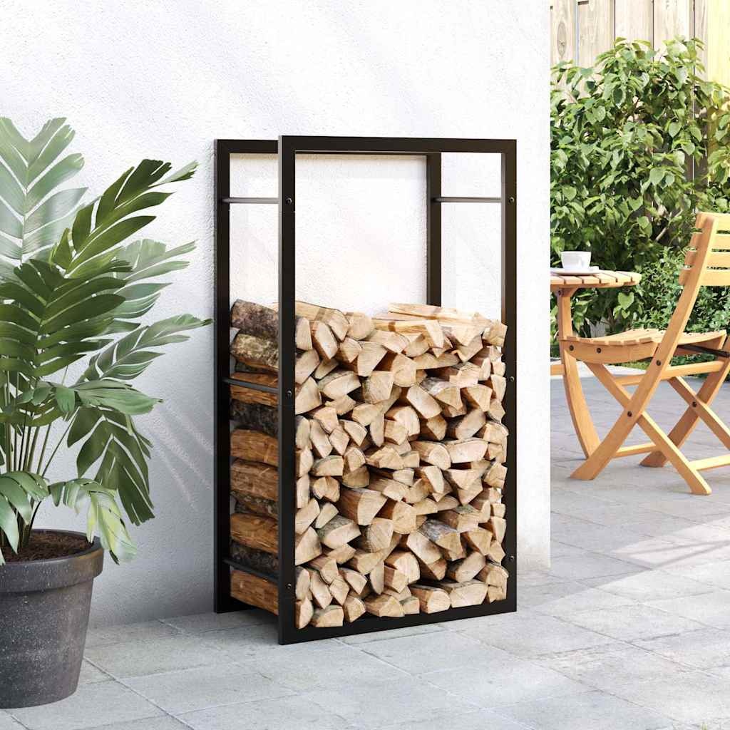 vidaXL Haardhoutrek 50x28x94 cm staal matzwart