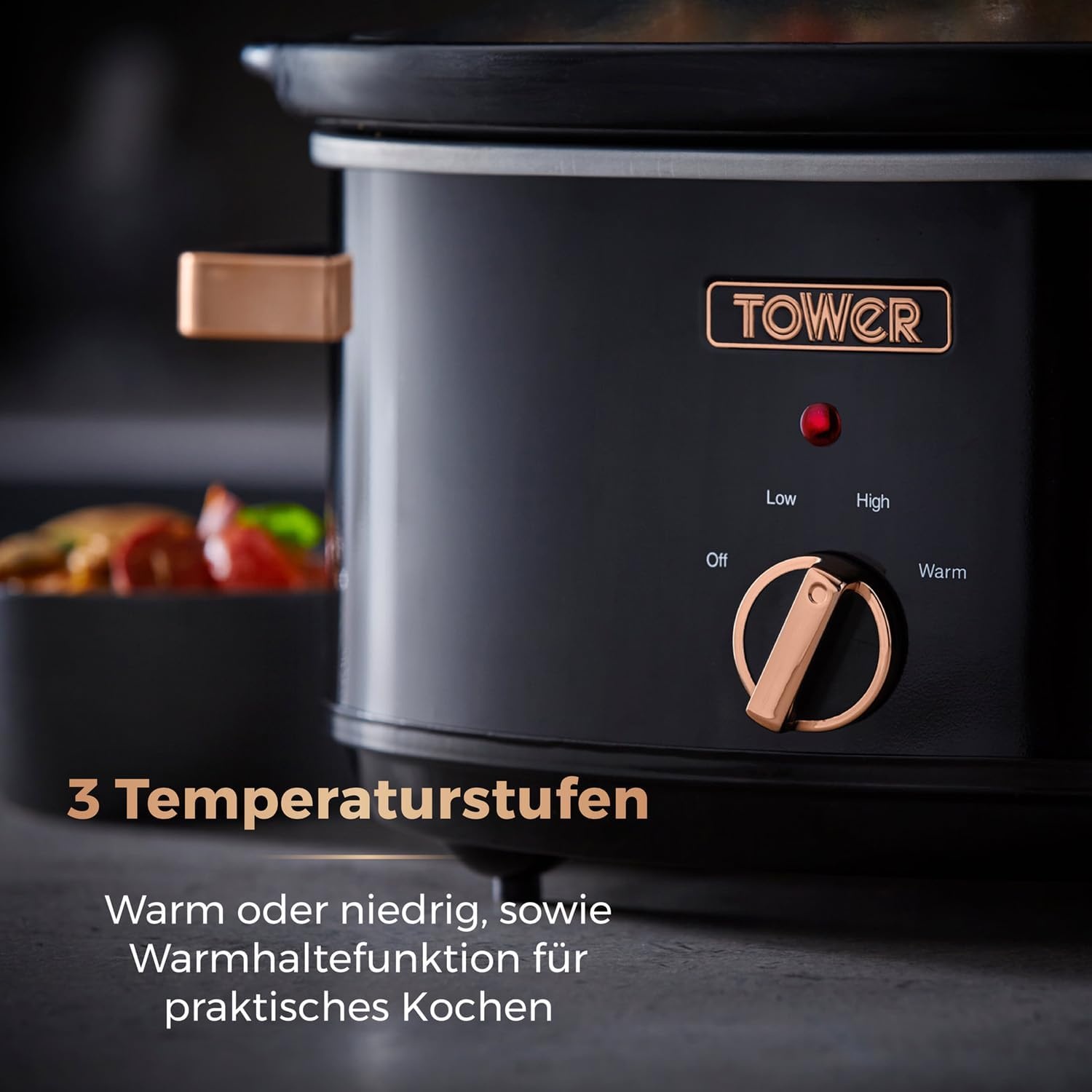 Tower Infinity Slow Cooker - 6,5 Liter - Zwart en Roségoud