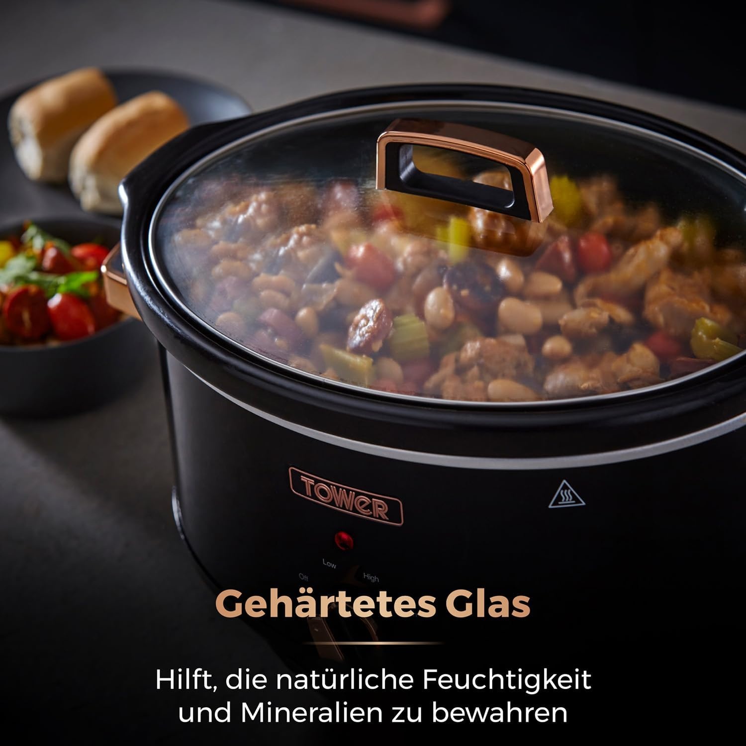 Tower Infinity Slow Cooker - 6,5 Liter - Zwart en Roségoud