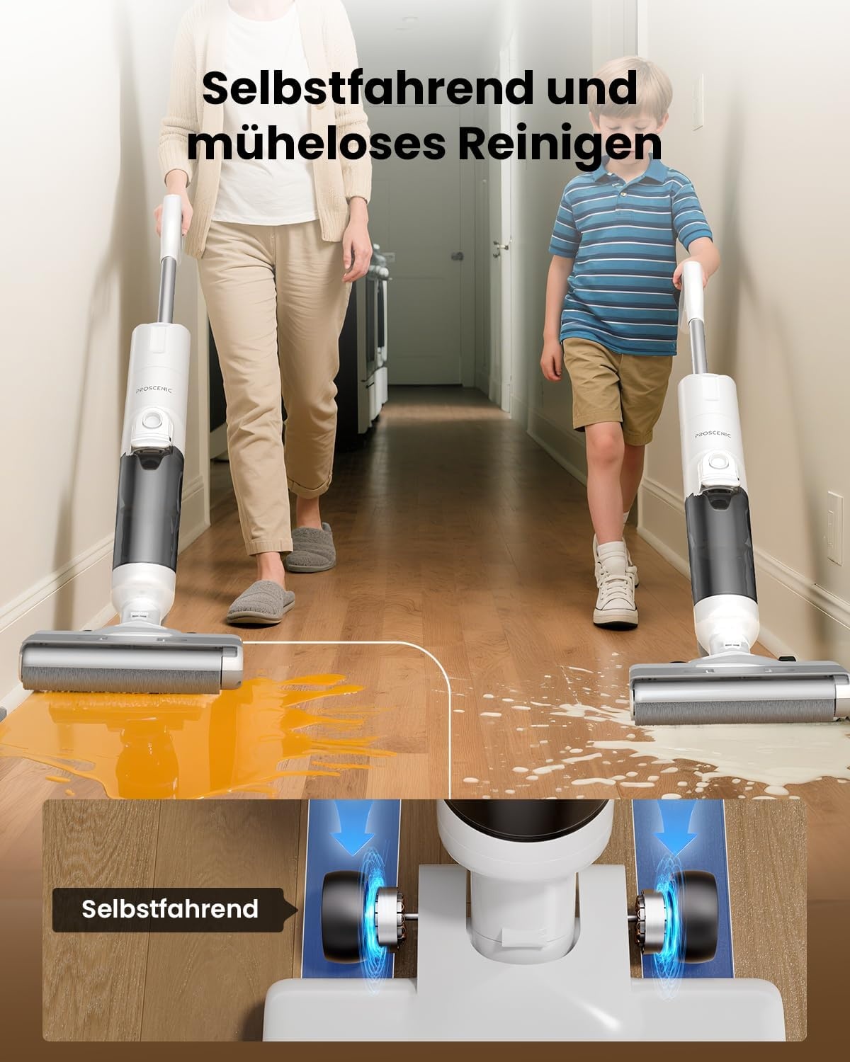 Proscenic F10 Ultra Draadloze Steelstofzuiger en Dweil – Wit – 3-in-1 Nass-Droogreiniger