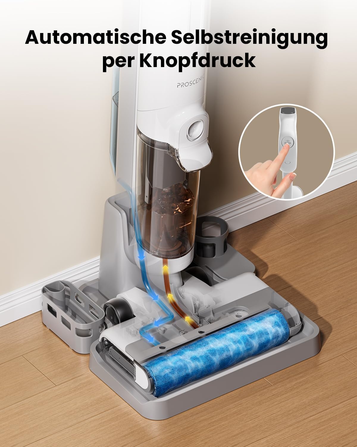 Proscenic F10 Ultra Draadloze Steelstofzuiger en Dweil – Wit – 3-in-1 Nass-Droogreiniger