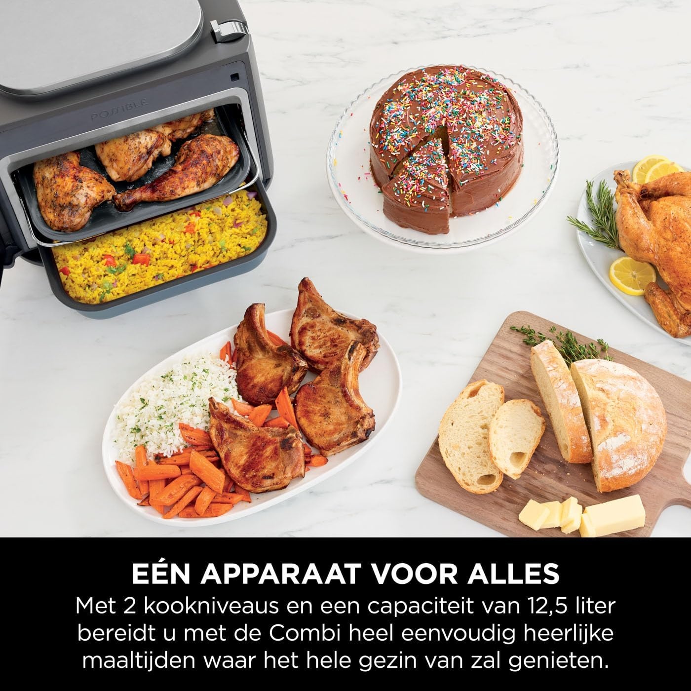 Ninja Combi 12-in-1 Multi-Cooker, Oven & Airfryer, Grijs, SFP700EU