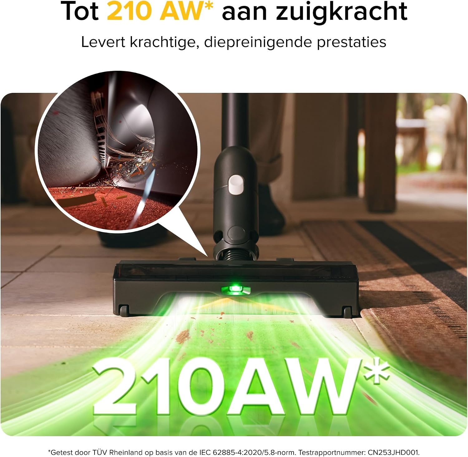 roborock H60 Ultra draadloze stofzuiger, 210 AW, 90 minuten looptijd, flexibele slang 90 graden, led-stofherkenning, anti-klitteborstel voor tapijten, vloeren en dierenharen