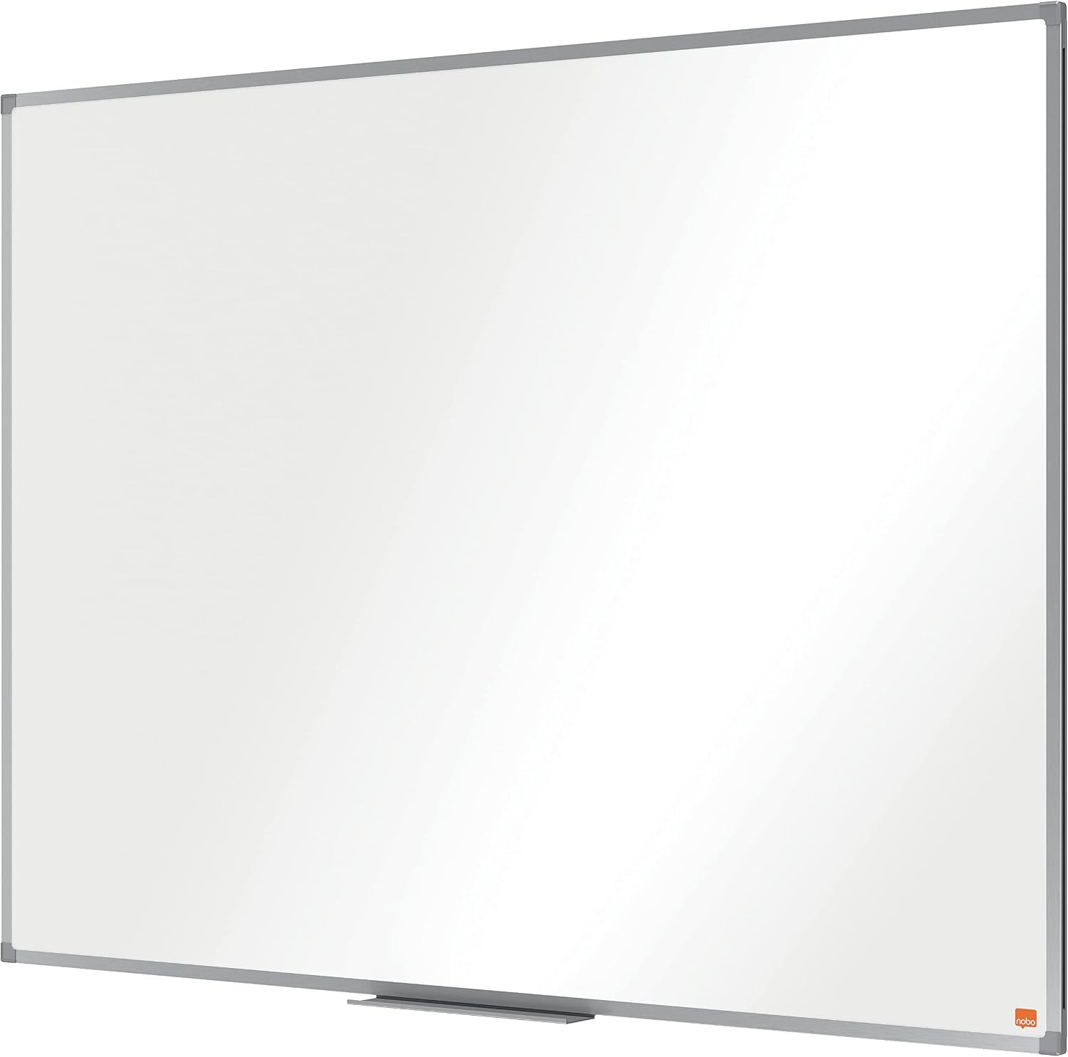 Nobo Basic whiteboard, magnetisch, droog afwasbaar, memobord en magnetische tekenborden, zilveren aluminium frame, 900 x 600 mm, exclusief Amazon - Maat 90B x 60H cm
