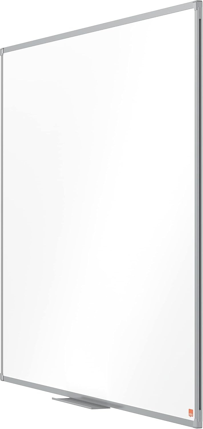 Nobo Basic whiteboard, magnetisch, droog afwasbaar, memobord en magnetische tekenborden, zilveren aluminium frame, 900 x 600 mm, exclusief Amazon - Maat 90B x 60H cm