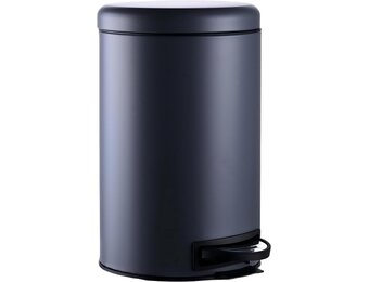 Relaxdays prullenbak, 12 liter, kunststof binnenemmer, pedaalemmer, keuken, badkamer, softclose, staal, grijs