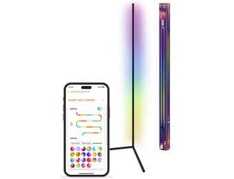 Osram Matter over Wifi Floor Corner LED staande lamp, 1400 mm, 14 W, RGBW, 2700-6500 K, wifi, afstandsbediening, zwart, omgevingslicht