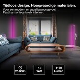 Osram Matter over Wifi Floor Corner LED staande lamp, 1400 mm, 14 W, RGBW, 2700-6500 K, wifi, afstandsbediening, zwart, omgevingslicht
