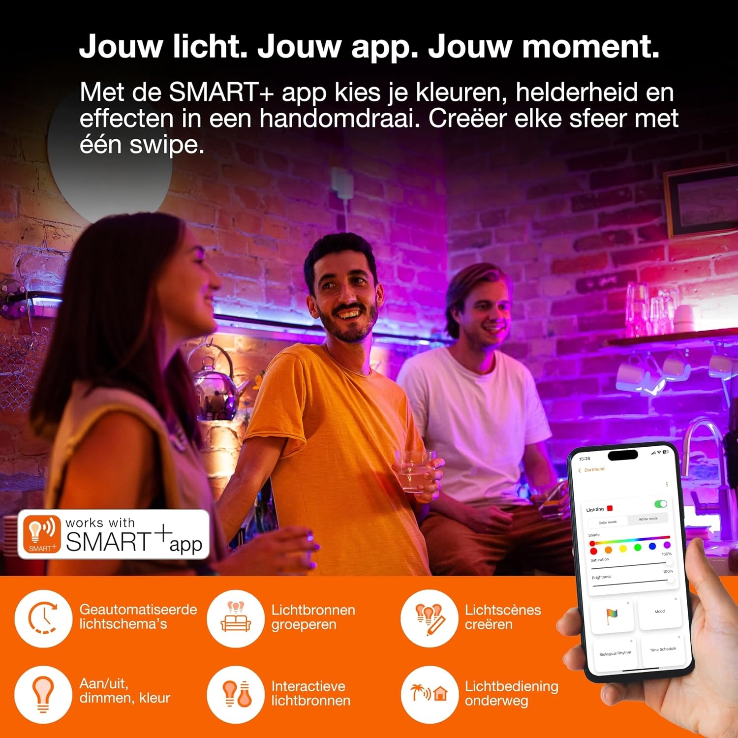 Osram Matter over Wifi Floor Corner LED staande lamp, 1400 mm, 14 W, RGBW, 2700-6500 K, wifi, afstandsbediening, zwart, omgevingslicht