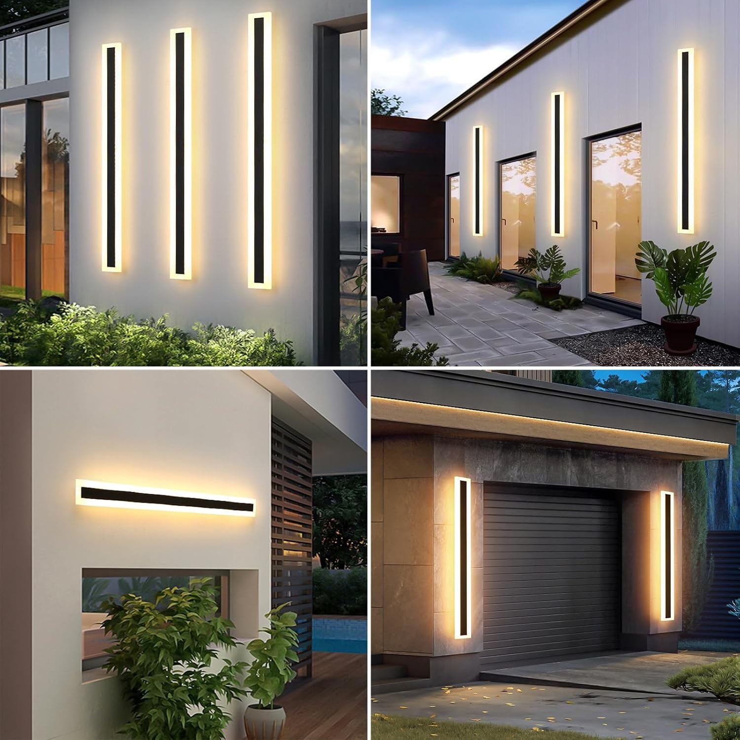 25W 120CM Zwarte IP65 LED-Wandlamp voor buiten,Koel Wit Licht 6000K