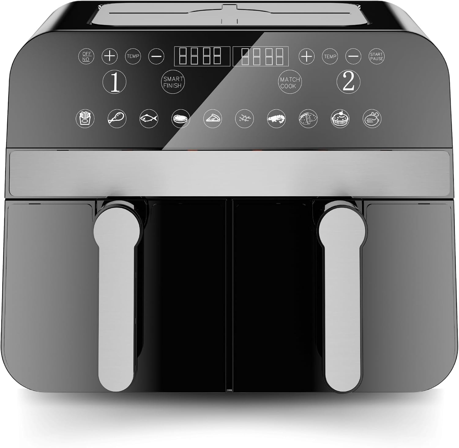 Comfy Nest, CNAFD45NB, heteluchtfriteuse, Air Fryer, digitale dubbele mand, 2400 W, 9 l, gezond en snel koken, modern design, eenvoudig te bedienen, ideaal voor het hele gezin, zwart