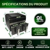 Comfy Nest, CNAFD45NB, heteluchtfriteuse, Air Fryer, digitale dubbele mand, 2400 W, 9 l, gezond en snel koken, modern design, eenvoudig te bedienen, ideaal voor het hele gezin, zwart