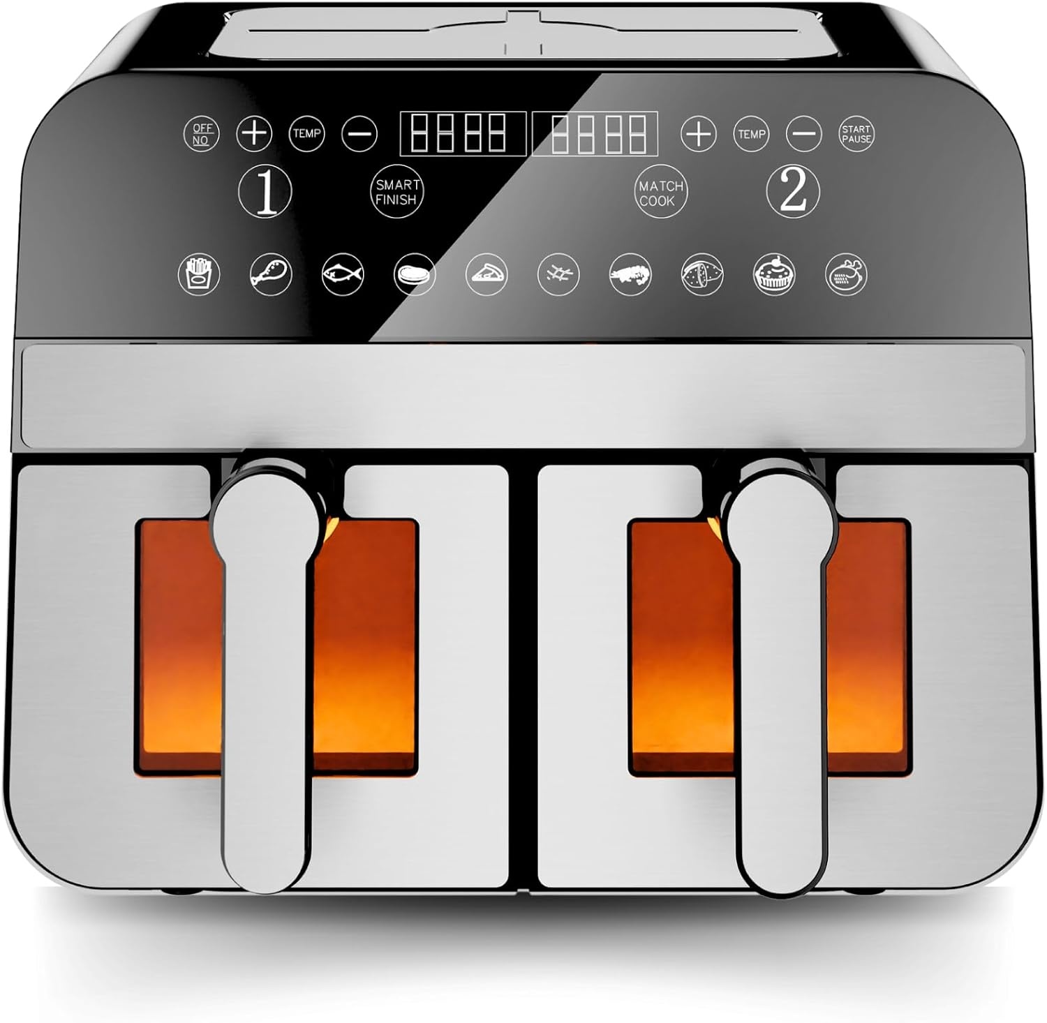 Comfy Nest, CNAFD45NB, heteluchtfriteuse, Air Fryer, digitale dubbele mand, 2400 W, 9 l, gezond en snel koken, modern design, eenvoudig te bedienen, ideaal voor het hele gezin, zwart