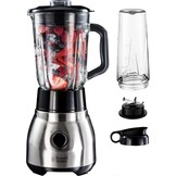 Russell Hobbs Blender Smoothie Maker 2-in-1 (1,5 L Glazen Kan & 0,6 L To-Go Drinkfles Incl. Deksel, Vaatwasmachinebestendig, Pulse/Ice Crush-Functie BPA-vrij) 23821-56 [Energy Klasse A+++]
