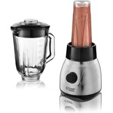 Russell Hobbs Blender Smoothie Maker 2-in-1 (1,5 L Glazen Kan & 0,6 L To-Go Drinkfles Incl. Deksel, Vaatwasmachinebestendig, Pulse/Ice Crush-Functie BPA-vrij) 23821-56 [Energy Klasse A+++]