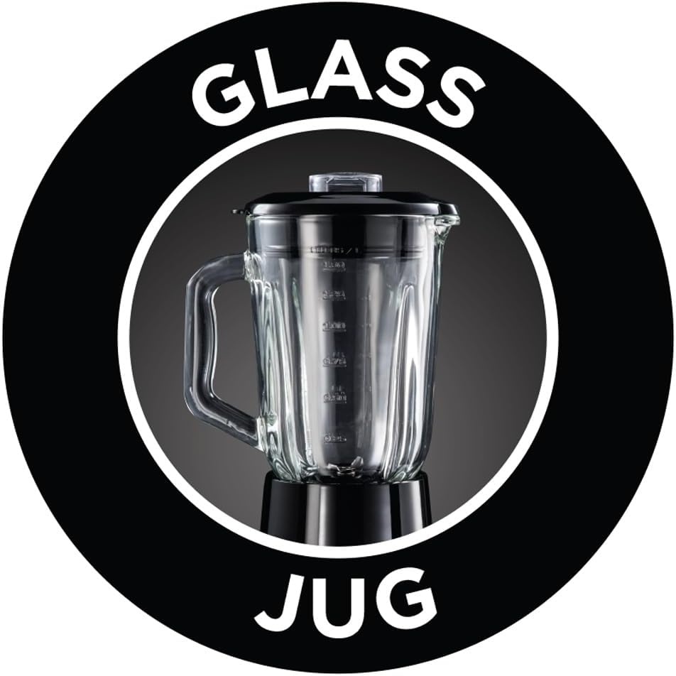 Russell Hobbs Blender Smoothie Maker 2-in-1 (1,5 L Glazen Kan & 0,6 L To-Go Drinkfles Incl. Deksel, Vaatwasmachinebestendig, Pulse/Ice Crush-Functie BPA-vrij) 23821-56 [Energy Klasse A+++]