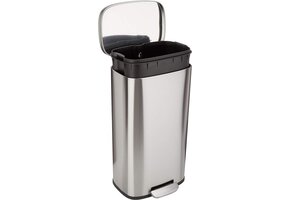 Rechthoekige RVS Prullenbak 30L - Voetpedaal, Soft-close (34% korting)