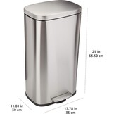 Amazon Basics Keukenvuilnisbak, vierkant, met stalen balk als voetpedaal, soft-close-mechanisme, voor thuis en op kantoor, 30 liter, satijnen nikkel afwerking - Maat ['30 Liter']