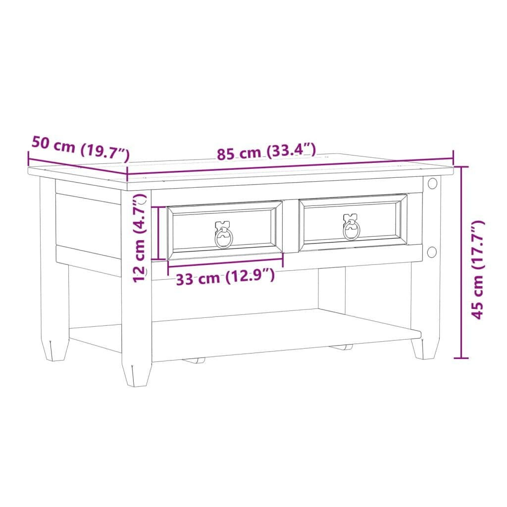 vidaXL Salontafel met lades Corona 85x50x45 cm massief grenenhout