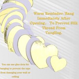 Papieren slinger, wit en goud hartpapier, streamer, banner, bruiloftsdecoratie, metalen papier, hangende slinger voor verjaardag, vrijgezellenfeest, verloving, Valentijnsdag, Kerstmis, feestdecoraties