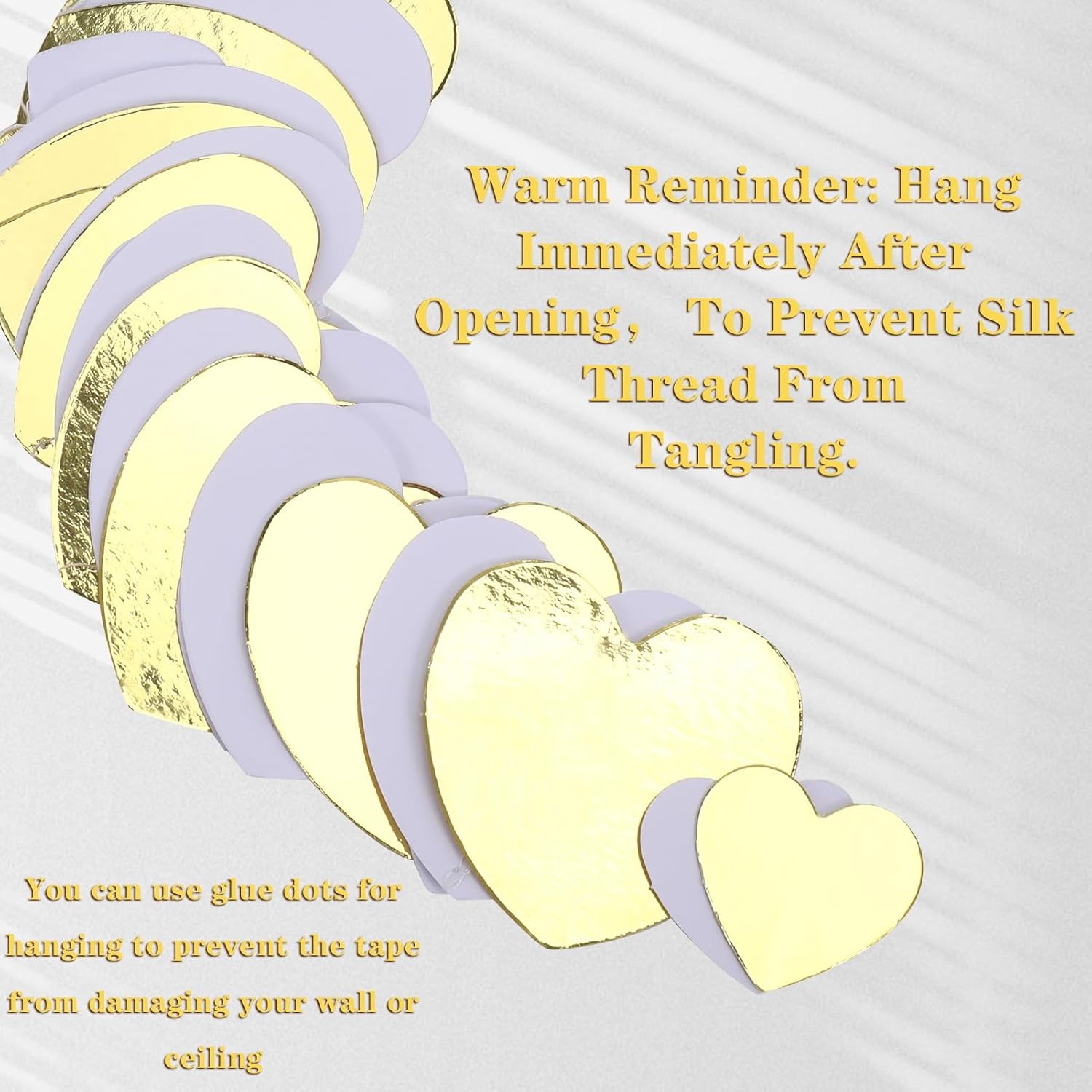 Papieren slinger, wit en goud hartpapier, streamer, banner, bruiloftsdecoratie, metalen papier, hangende slinger voor verjaardag, vrijgezellenfeest, verloving, Valentijnsdag, Kerstmis, feestdecoraties