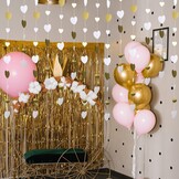 Papieren slinger, wit en goud hartpapier, streamer, banner, bruiloftsdecoratie, metalen papier, hangende slinger voor verjaardag, vrijgezellenfeest, verloving, Valentijnsdag, Kerstmis, feestdecoraties