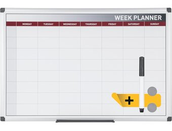 Bi-Office GA0233170 Magnetische Weekplanner Met Geanodiseerd Aluminium Omlijsting, Magnetisch Oppervlak Van Gelakt Staal, 60 x 45 cm