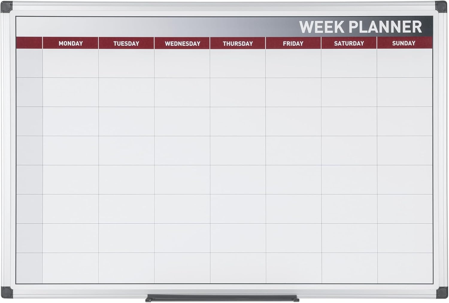 Bi-Office GA0233170 Magnetische Weekplanner Met Geanodiseerd Aluminium Omlijsting, Magnetisch Oppervlak Van Gelakt Staal, 60 x 45 cm