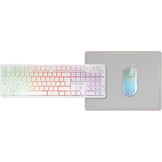Mars Gaming MCPWX, Spaans, Draadloze Gaming-Combo, DualPro Link 2.4GPRO-Technologie, Volledig FRGB-toetsenbord met Multimediabediening + RGB 3200DPI Muis + Antislip Muismat 360x260mm, Wit