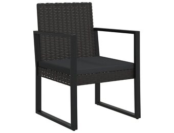 vidaXL Tuinstoel met kussen poly rattan zwart