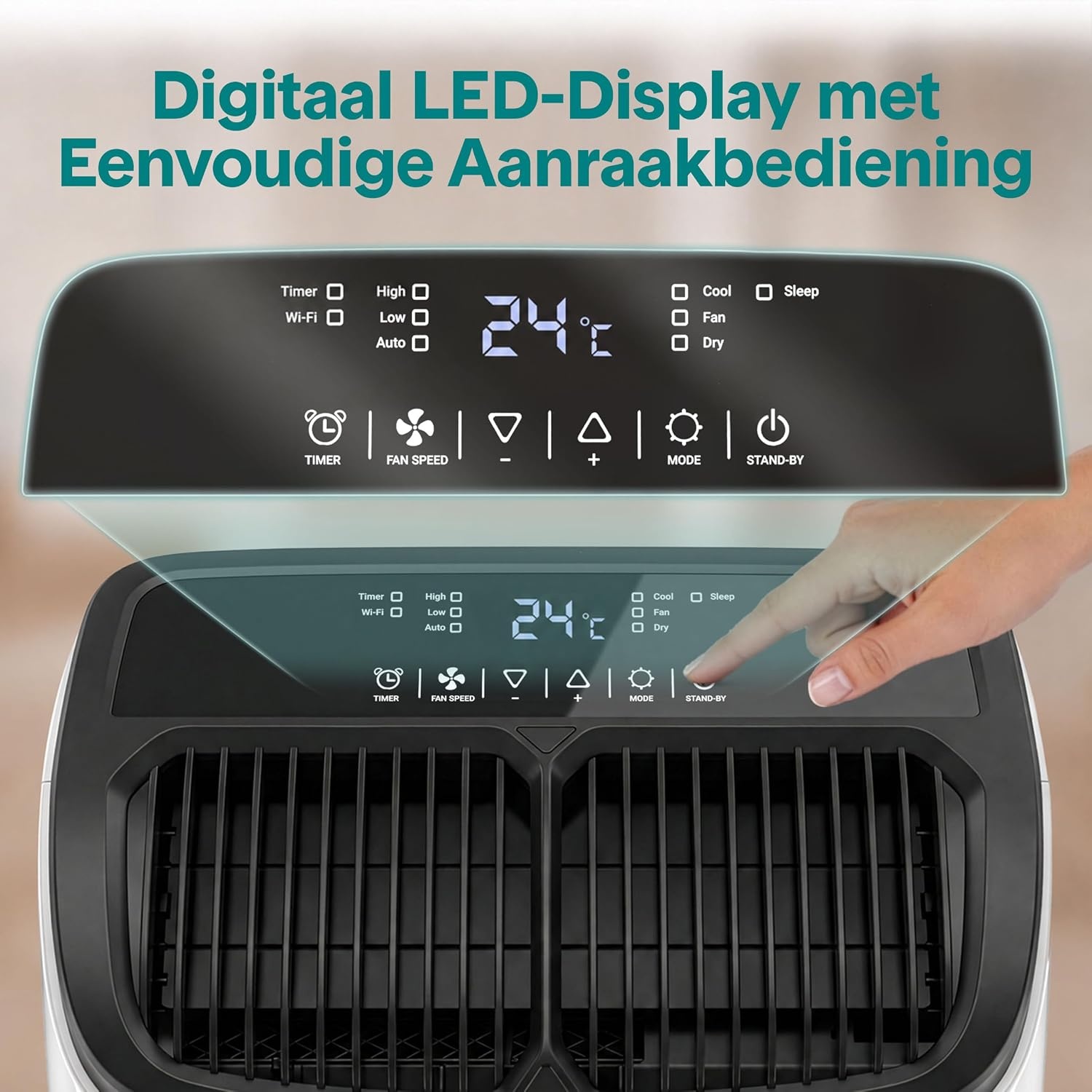 SereneLife Mobiele Airco 9000 BTU - Wit - Met WiFi, Afstandsbediening en Raamafdichtingsset