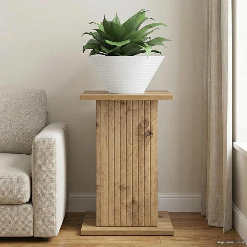 Plantenstandaard Artisanaal Eiken 30,5x30x43 cm - 33% Korting